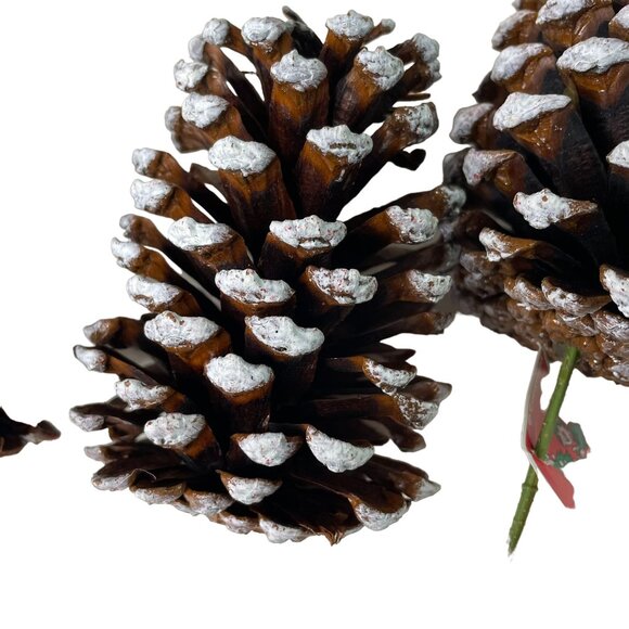 3 Painted Large Pine Cone Picks Red White Green Metal Stakes u Christmas Decor - Picture 2 of 6